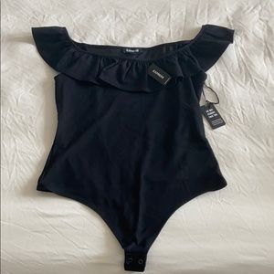 Ribbed Ruffle Off The Shoulder Bodysuit - NWT